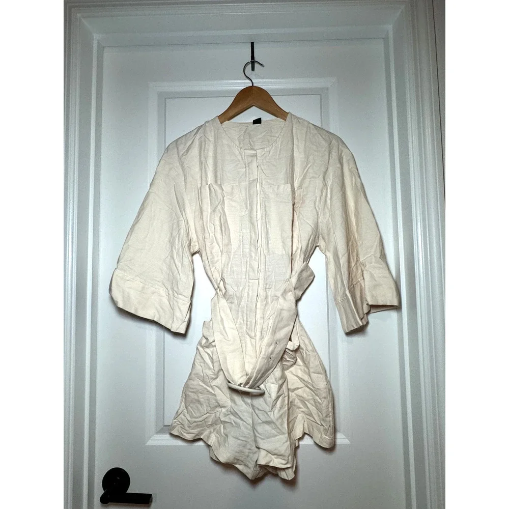 SHEIN Casual Linen 3/4 Sleeve Shorts Romper Jumpsuits With Belt Size 6 / Medium - Picture 3 of 11